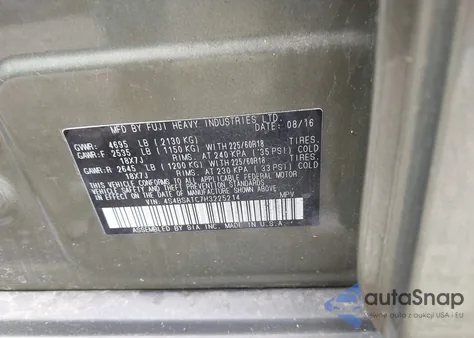 2017 Subaru Outback 2.5I Touring from USA, damaged, VIN 4S4BSATC7H3225214